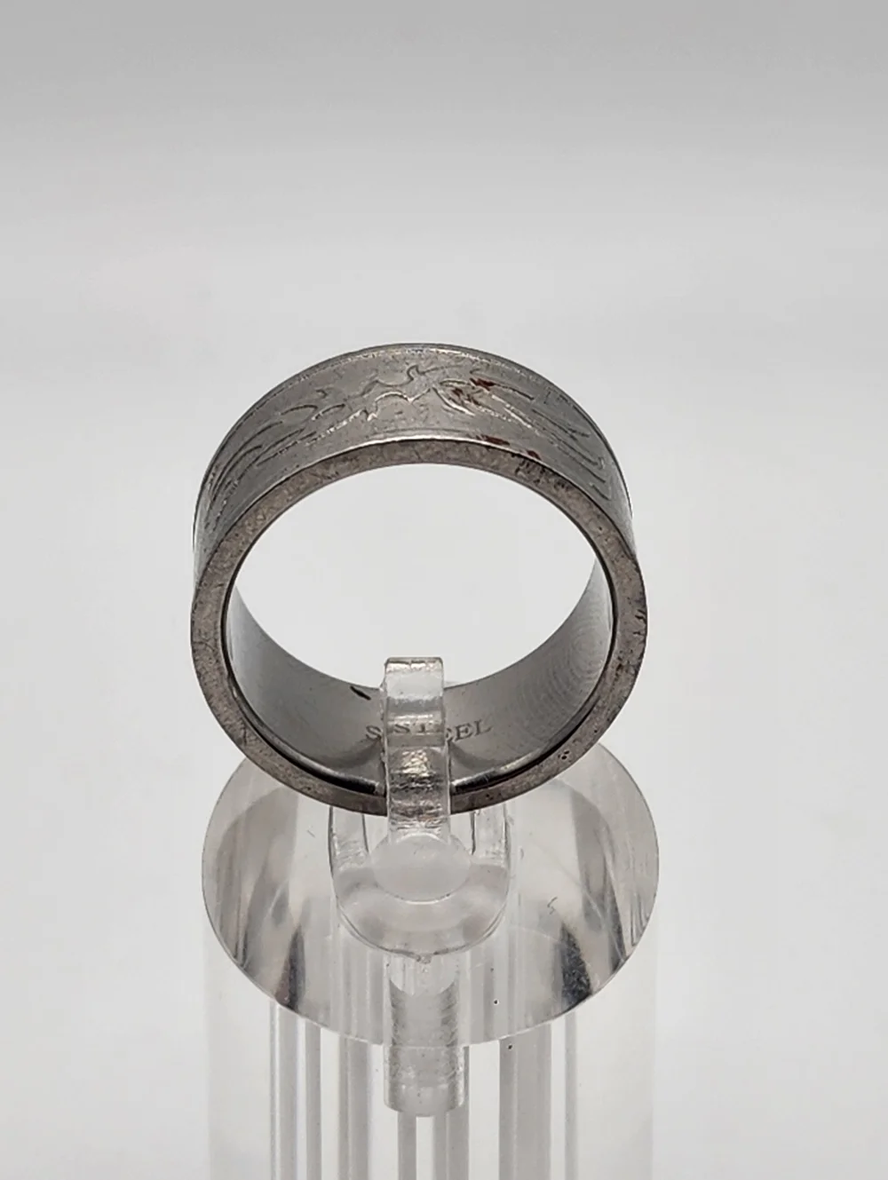 Thick Stainless Steel Silver Tone Band Ring (10)